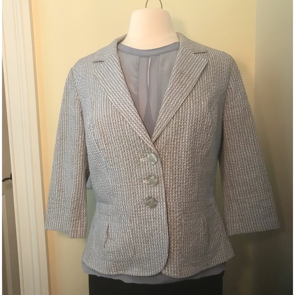 Pendleton Women's 100% Cotton Blue and Gray Seersucker Short Blazer Size Medium - Picture 3 of 8